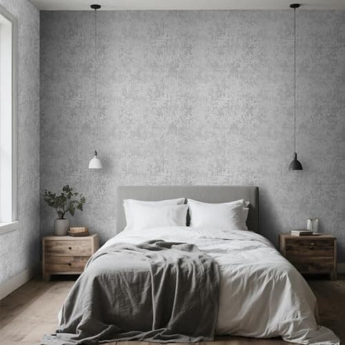 Image of Anttyscar Grey Concrete Wallpaper Cement with Metallic Textured Industrial Wallpaper Feature Retro Decorative Luxury Wall Paper Roll Living Room Hallway Bedroom for Adults