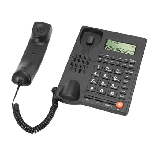 Image of ciciglow Corded Landline Phone Clear Caller ID Large Key Telephone for Seniors, No Power Functionality, for Home/Office Use (Black)