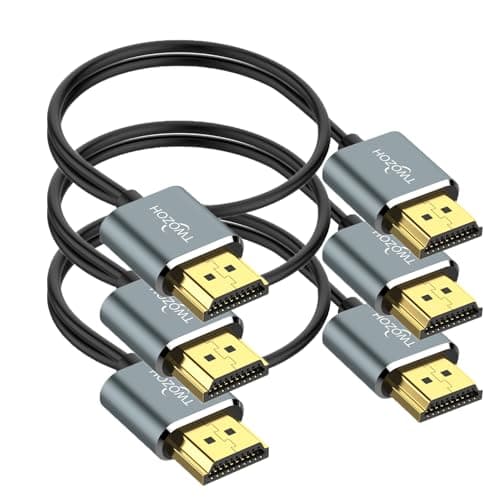 Image of Twozoh Slim 4K HDMI Cable 1M 3 Pack, Ultra Thin & Flexible Skinny HDMI to HDMI 2.0 Lead Support 4K/60HZ 18gbps Laptop, Monitor, PS5, PS4, Xbox One, Fire TV