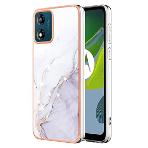 Image of SEAHAI Case for Motorola Moto E13, Ultra Thin Premium TPU Bumper Shockproof Hard Cover Fashion Cute Graphic Colorful Silicone Skin Slim Case - White