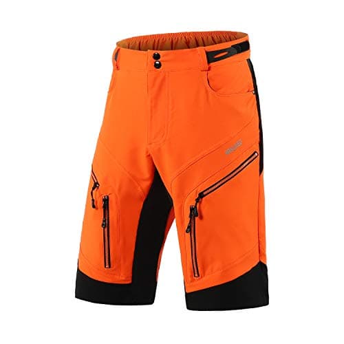 Image of ARSUXEO Cycling Shorts Mens MTB Shorts Without Padded Cycle Mountain Bike Shorts Water Resistant 1903 Orange L