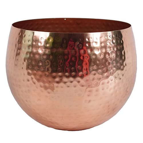 Image of Leaf LEAF-7302 Large Metal Planter Hammered Copper Colour-Straight Edge, 22cm x 18cm