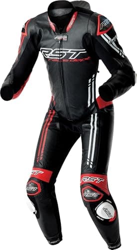 Image of RST Race Dept V4.2 D3O Airbag Perforated 1-Piece Motorcycle Leather Suit, Black/Red/White, 48