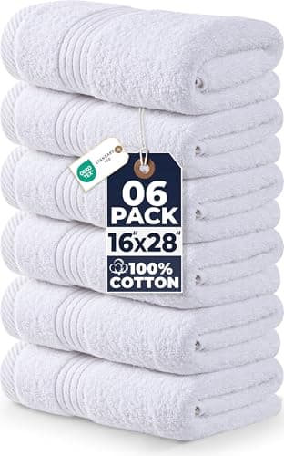 Image of Utopia Towels - Premium Hand Towels - 100% Combed Ring Spun Cotton, Ultra Soft and Highly Absorbent, Extra Large Thick Guest Towels 41 x 71 cm, Hotel & Spa Quality Hand Towels (6-Pack) (White)