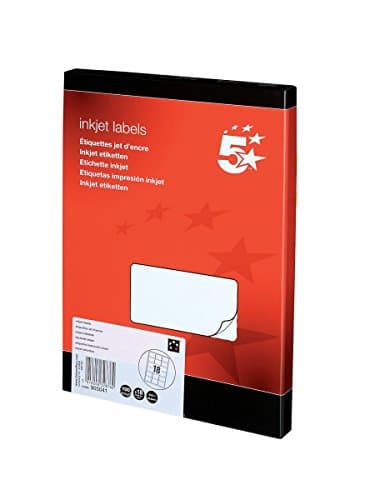 Image of 5 Star Addressing Labels Inkjet 18 per Sheet 63.5x46.6mm White [1800 Labels]