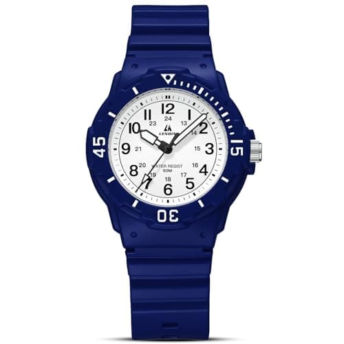 Image of LN LENQIN Kids Watch Boys Analogue Quartz Easy to Read Kids Time Teacher Watch with Silicone Strap Waterproof Sport Outdoor Watches for Boys,Girls and Teenagers (Blue)
