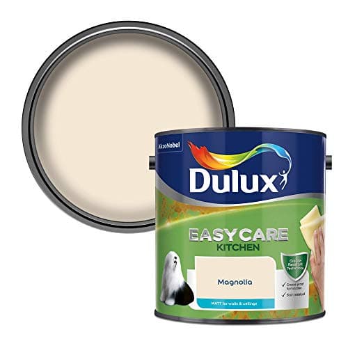 Image of Dulux Easycare Kitchen Matt Emulsion Paint For Walls And Ceilings - Magnolia 2.5 Litres