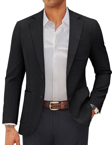 Image of PJ PAUL JONES Blazers for Men UK Lightweight Suit Jackets Casual Blazer Tweed Dinner Jackets M Black