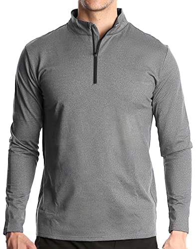 Image of MakingDa Men's 1/4 Zip Sports Long Sleeve Sweatshirt Casual Gym Running Quick-Dry Polo Shirts Outdoor Warm Walking Fishing Tops LightGrey XXL