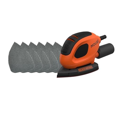 Image of BLACK+DECKER Mouse 55W Detail Sander with 6 Sanding Sheets, BEW230-GB