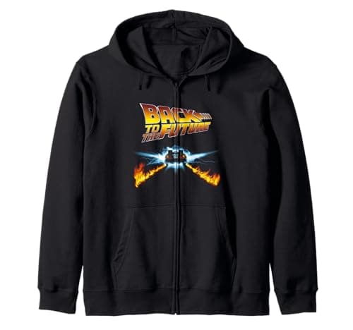 Image of Back to the Future DeLorean and Logo Zip Hoodie