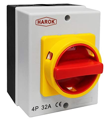 Image of IP65 32A Rotary Isolater Switch 4 Pole AC 230v to 415v Surface Mounted
