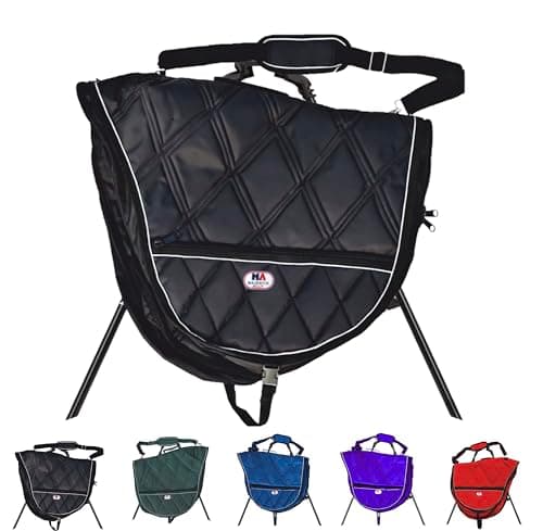 Image of Majestic Ally 1000D Nylon Reflective English Saddle Carry Bag (Black)