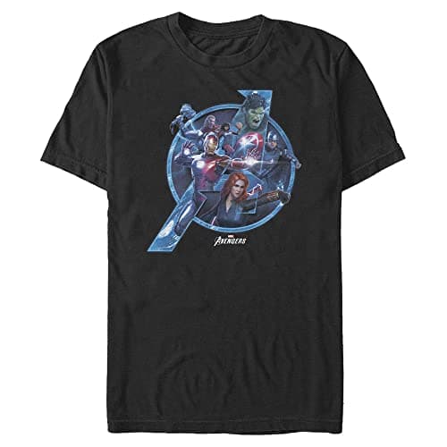 Image of Marvel Men's Avengers a Team T-Shirt, Black, 5XL Big Tall
