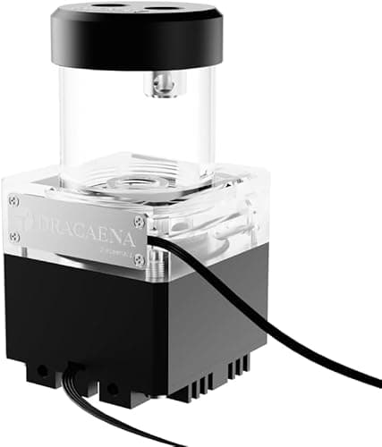 Image of Dracaena.io High Flow 650L/H D5 PWM PC Water Pump Combo with Colorful LED Option and 65ml 50mm/1.9in Reservoir - Powerful 7W, 0.7A, Sleek Design: 12cm/4.72in x 17cm/6.69in, Black