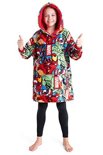 Image of Marvel Spiderman Hoodie Blanket for Kids Teenagers Fleece Wearable Blanket Hulk Captain America Thor Avengers Warm Oversized Hoodie Boys Gifts (Multi Marvel)