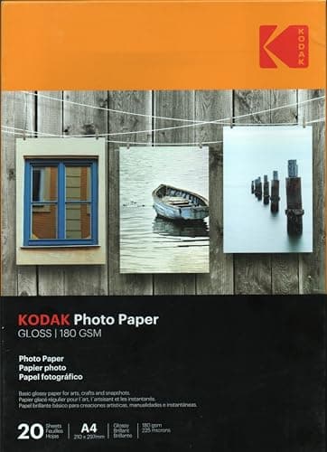Image of Kodak A4 Gloss Photo Paper Premium Printer Paper for Inkjet Printers A4-180gsm [20 Sheets]