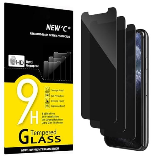 Image of NEW'C 3 Pack Privacy for iPhone 11 Pro, iPhone X, iPhone XS Screen Protector (5.8"), Enhanced 28-Degree Privacy Angle, Ultra Durable 9H Hardness, Bubble-Free