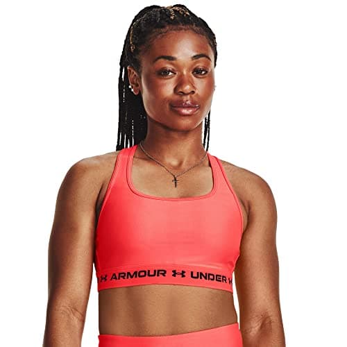 Image of Under Armour Womens Medium Support Crossback Sports Bra Top Beta/Black XS