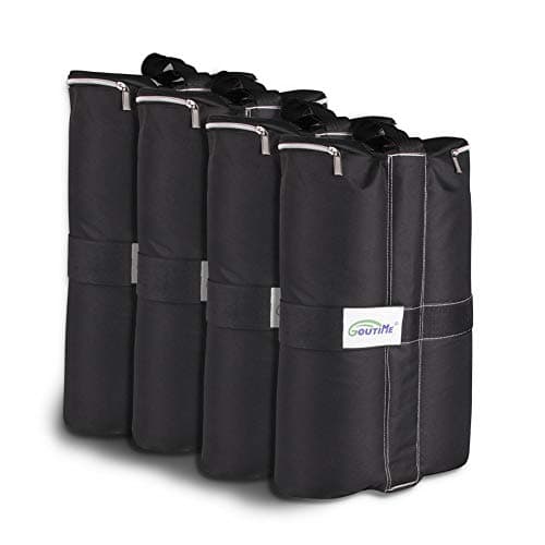 Image of Goutime 18kg Gazebo Weights Bag,17-Inch Marquee Sandbags For Trampoline Pop Up Gazebo Tent Legs-Black-Set Of 4,tent weight capacity sandbags,gazebo weights set of 4 heavy duty (Black sandbag)