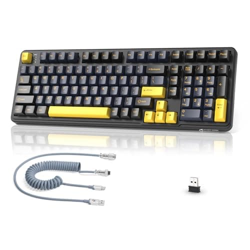 Image of MAMBASNAKE x Attack Shark X98 Gasket Mechanical Keyboard 102 Key,Wireless Gaming Keyboard with Coiled Cable,Tri-Mode 2.4G/BT/USB-C,Hot Swappable Linear Switch with Numpad,RGB,NKRO for Win/Mac(Black)