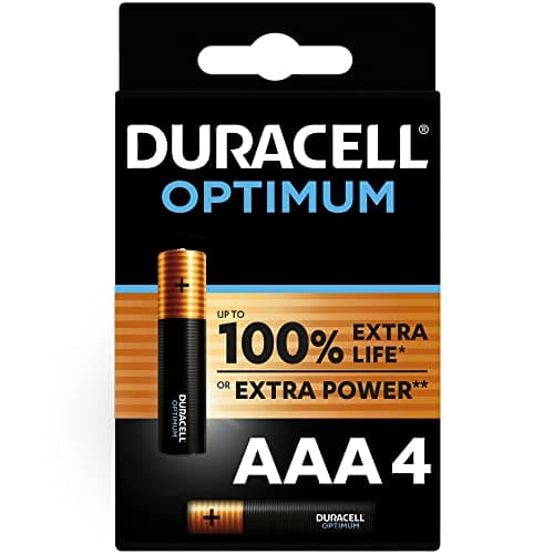 Image of Duracell Optimum AAA Batteries (Pack of 4) - 1.5V Alkaline Batteries - Up to 100% Extra Life or Extra Power - For the Needs of Modern Devices - 100% Recyclable - LR03 MX2400