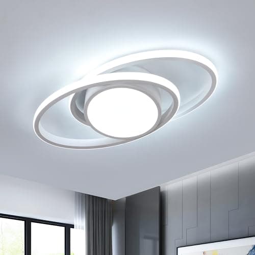 Image of Dorlink LED Ceiling Light, 39W 3510LM Modern Ceiling Light Dual-Round Small Light Fixture, 6500K White Aluminum Close to Ceiling Light Fixture for Bedroom, Kitchen, Living Room