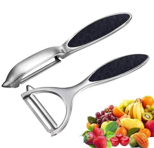 Image of Leaflai Potato Peeler Vegetable Peelers Include Orange Citrus Peelers, Ergonomic Non-Slip Handle & Sharp Blade Stainless Steel Y & I Shapes Swivel Peeler for Fruit Carrot Eggplant Cucumber(Silver)