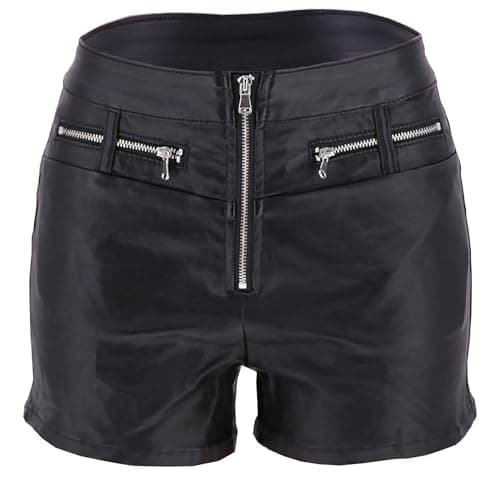 Image of Zingther Ladies' PU Faux Leather Shorts, Hotpants for Women, Black, XS