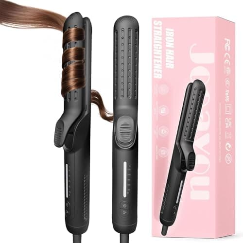 Image of Jooayou Cool Air Curling Wand, Airflow Styler Curling Iron with 360° Cooling Air to Lock in Curls Quicker, Flat Iron Hair Straightener and Curler 2 in 1,5 Adjustable Temp,30S Heating,Dual Voltage