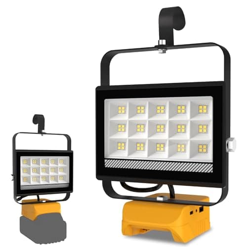 Image of T-SUN 60W Cordless Work Light Compatible with Dewalt 18V Battery Flood Light Spotlight Wide Beam with USB Charging Port for Jobsite Camping Emergency Garage(No Battery)