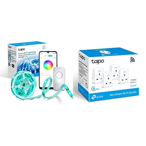 Image of Tapo TP-Link Smart LED Light Strip, 5m, L900-5 Smart Plug Wi-Fi Outlet, Works with Amazon Alexa (Echo and Echo Dot), Google Home, Wireless Smart Socket, P100 (4-Pack)