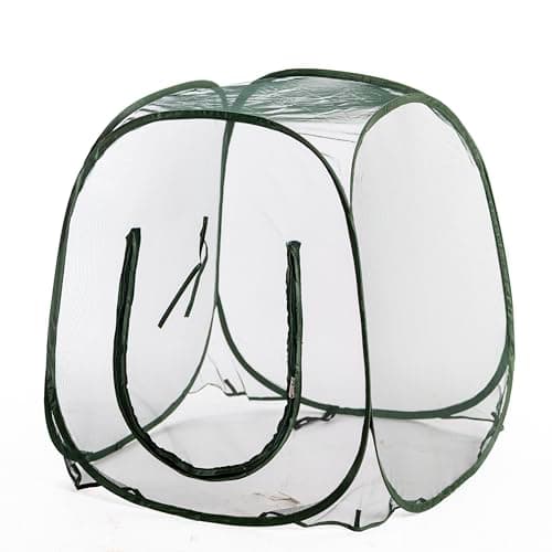 Image of Garden Gear Compact Pop-Up Garden Cloche Plant Protector Mesh Cover with Zip Door Ground Pegs Portable Pest Frost Protection for Seedlings Vegetables 62x62x76cm (1)