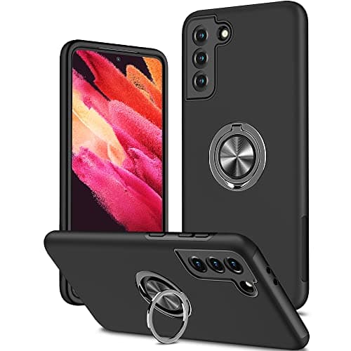 Image of KRAFTCARE for Samsung S22 Case with Kickstand Ring, Upgrade Shockproof and Anti Scratch 360° Magnetic Ring Holder Stand Protective Phone Case Cover for Samsung Galaxy S22 5G - Black