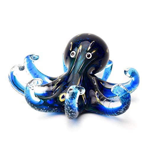 Image of MAISONICA Objets d'Art Handblown Green & Blue Glass Octopus Ornament Paperweight