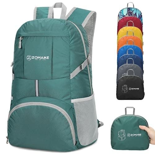 Image of ZOMAKE Lightweight Foldable Backpack, Packable Rucksack 35L Folding Small Back Pack Foldaway Ultralight Daypack Collapsible for Women Men Travel Hiking Walking (Dark Green)
