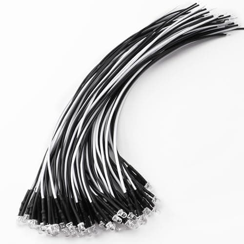 Image of YIXISI 40 PCS 3mm LED Diodes Light, 12V 20cm Pre Wired LED, Emitting Diodes Pre Wired, White