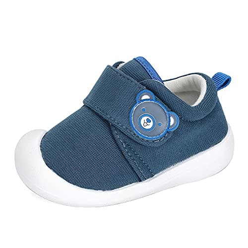 Image of MASOCIO Baby Shoes Boys First Walking Toddler Trainers Boy Sneakers Pre Walker Infant 12-18 Months Size 4 UK Child Navy Blue