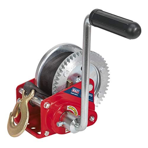 Image of Sealey Gww1200B Geared Hand Winch With Brake And Webbing 540Kg Capacity