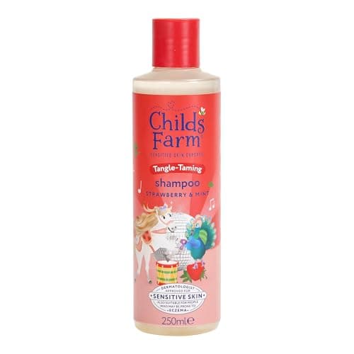 Image of Childs Farm Tangle Taming Shampoo, Straight or Wavy Hair, Gentle and Tear Free, Strawberry and Mint, Kids, Baby, 250ml