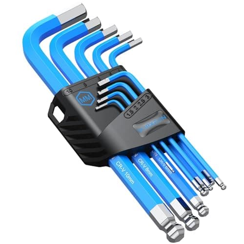 Image of VORXEON 9PCS Allen Key Set 1.5, 2, 2.5, 3, 4, 5, 6, 8, 10mm, Metric Long Ball End Allen Key Set Hex Key with Visible Coding for Bike Motorcycle Repair Furniture Assembly Household DIY