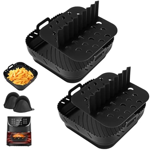 Image of Pack of 2 Silicone Mould for Hot Air Fryer, Airfryer Silicone Mould for Philips Airfryer XL 6.2L Airfryer Accessories, Silicone Baking Mould with Dividers, Hot Air Fryer Accessories, Baking Mould