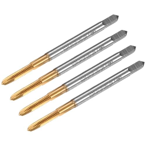 Image of M METERXITY 4-Pack M2.5x0.45mm Metric Thread Tap, HSS Titanium Coated 46mm Length Straight Flute Right Hand Thread Screw Tapping Tool for Drilling/Milling Machines/CNC Machine Tools