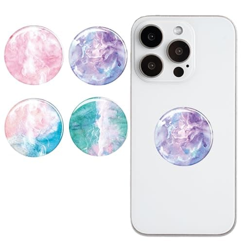 Image of YSUY 4PCS Phone Grips with Stand - Blue-Pink Gradient, Mint Green, Purple & Pink Adhesive Holder for Mobile/Kindle, Finger Ring, Anti-Slip Grip, Ins Style