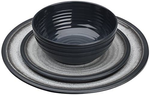 Image of Flamefield GG0112 Granite 12 Piece Melamine Dining Set - Grey