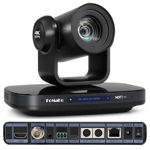 Image of FoMaKo 12G-SDI 4K 60FPS NDI PTZ Camera,Support Freed,20X Optical Zoom,4KP60 AI Tracking, 1/1.8 UHD CMOS 8.42MP HDMI USB3.0 3G-SDI, 12G SDI PTZ Camera for Church (NDI 6 & NDI HX3 Certified),K820S