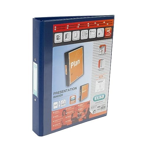 Image of Elba A4 2 O-Ring Binder, 25mm capacity, 30mm spine, Presentation Folder with Customisable Cover, Portrait, Blue (10 pack)