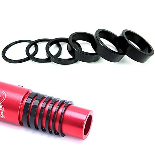 Image of CYSKY Bike Headset Spacer 6 Pcs Aluminium MTB Road Bicycle Stem Threadless Headset Spacers Kit for 1 1/8 Inch Stem 2mm 3mm 5mm 10mm x 3(Black)