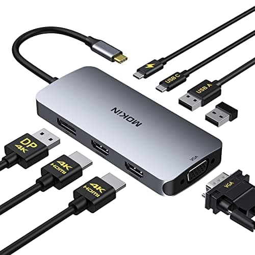 Image of USB C Docking Station Dual Monitor 2 HDMI, 8 in 1 Laptop Dock with Dual HDMI, DisplayPort, VGA, PD, 3 USB Ports, USB C Hub Multiport Adapter for Dell, HP, Lenovo Thinkpad,Surface