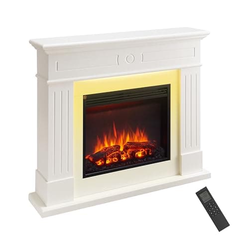 Image of Everleigh Electric 110cm / 43" Fireplace Suite Multiple Colour Options Avaliable (WHITE)